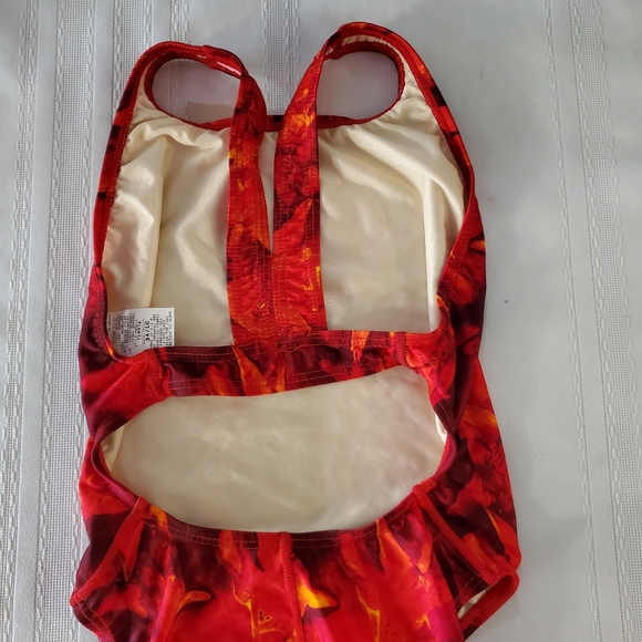 VTG Speedo Black Red Shark Peekaboo Back 1 Piece Hi- Cut Swimsuit Size 34(S)Jr. - Picture 9 of 10